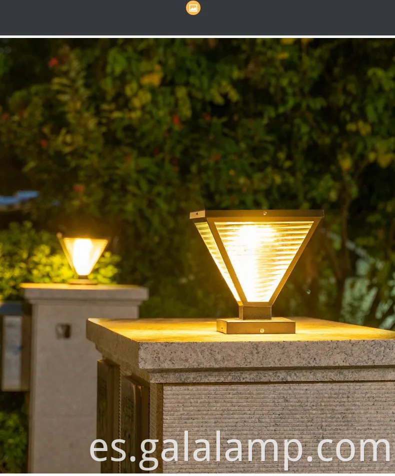 Modernas luces de columna solar al aire libre para patios y pasarelas